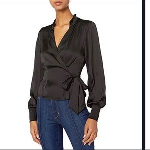 PAIGE Elegant Black Satin Blouse